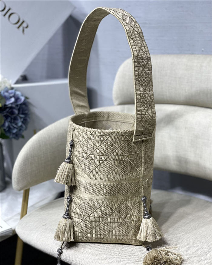 Dior D-BUBBLE BUCKET BAG Cannage Embroidery Beige 022 High