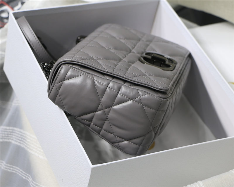 MEDIUM Dior CARO BAG Quilted Macrocannage Calfskin Grey High