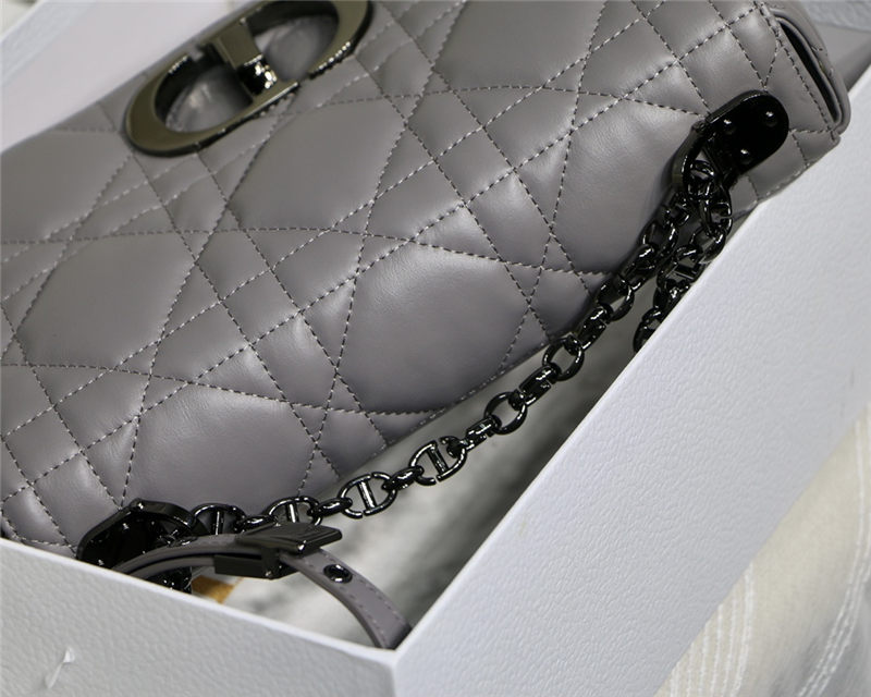 MEDIUM Dior CARO BAG Quilted Macrocannage Calfskin Grey High