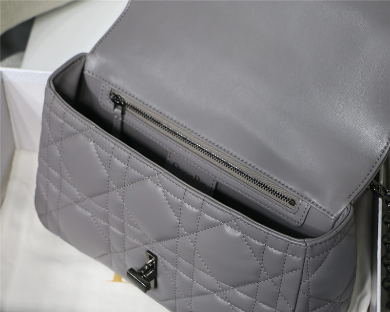 MEDIUM Dior CARO BAG Quilted Macrocannage Calfskin Grey High