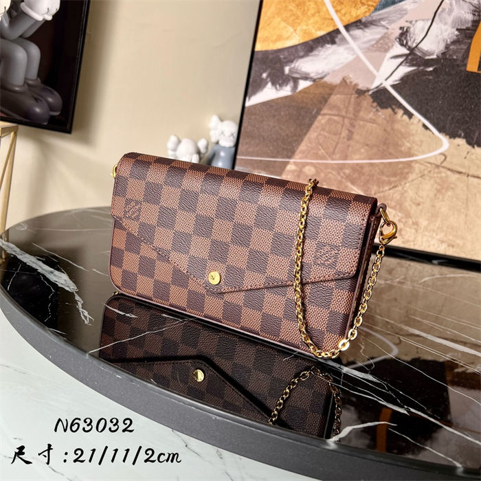 Louis Vuitton FÉLICIE POCHETTE Damier Ebene Canvas N63032 High