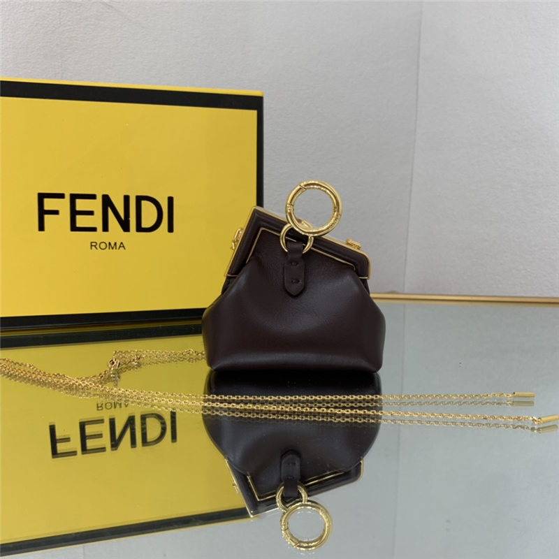 Nano Fendi First Charm Leather Coffee High