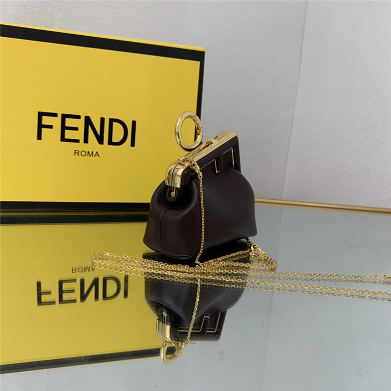 Nano Fendi First Charm Leather Coffee High