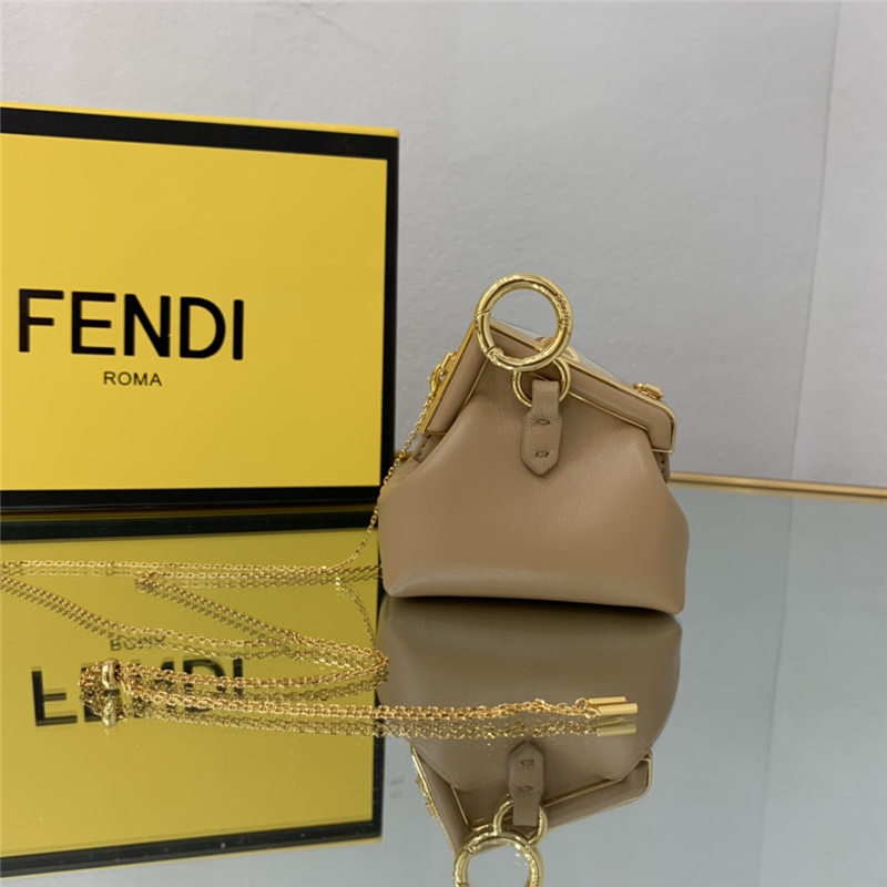 Nano Fendi First Charm Leather Beige High