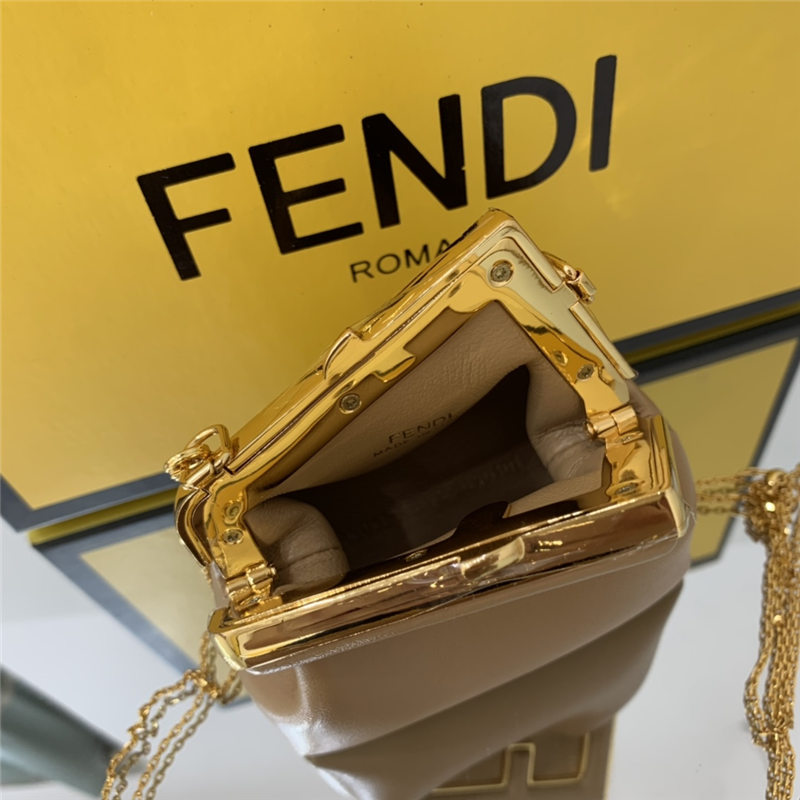 Nano Fendi First Charm Leather Beige High