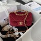 Chanel Small Flap Bag with Handle Velvet & Gold-Tone Metal AS3451 Red A