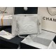 LARGE Chanel SHOPPING BAG TOTE Calfskin Silver Metal AS8473 White High