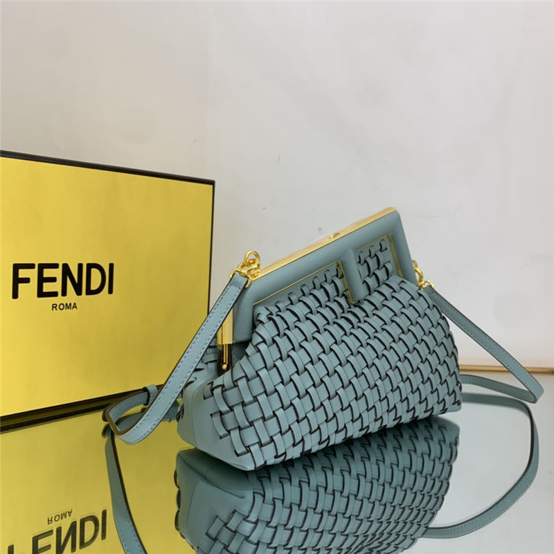 Fendi First Small Braided Leather Bag Green High