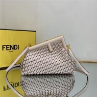 Fendi First Small Braided Leather Bag Beige High