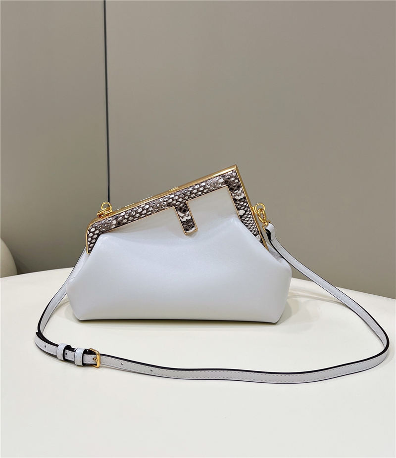 Fendi First Small Leather Bag with exotic details White High