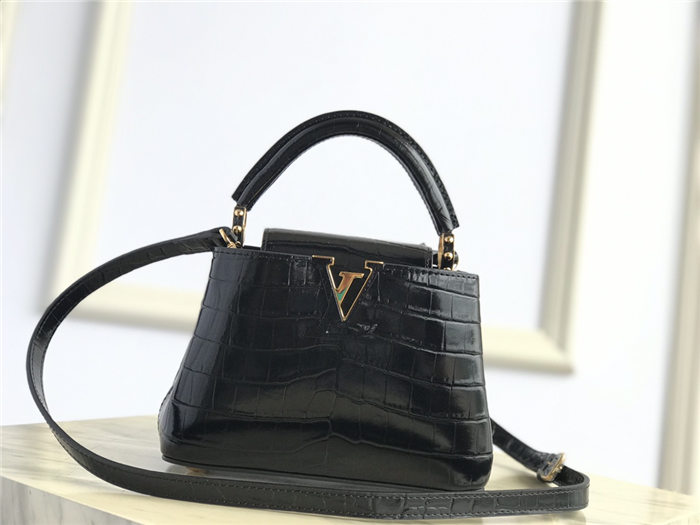 Louis Vuitton Capucines Mini Crocodile Bag N93429 Black High