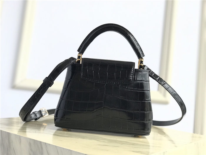 Louis Vuitton Capucines Mini Crocodile Bag N93429 Black High