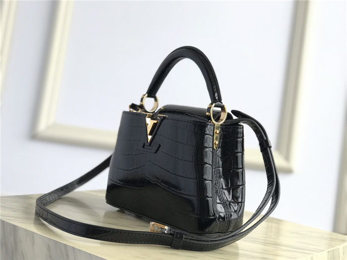 Louis Vuitton Capucines Mini Crocodile Bag N93429 Black High