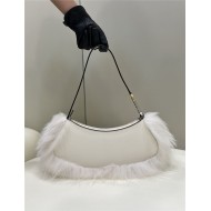 Fendi O’Lock Swing leather and fox fur pouch High