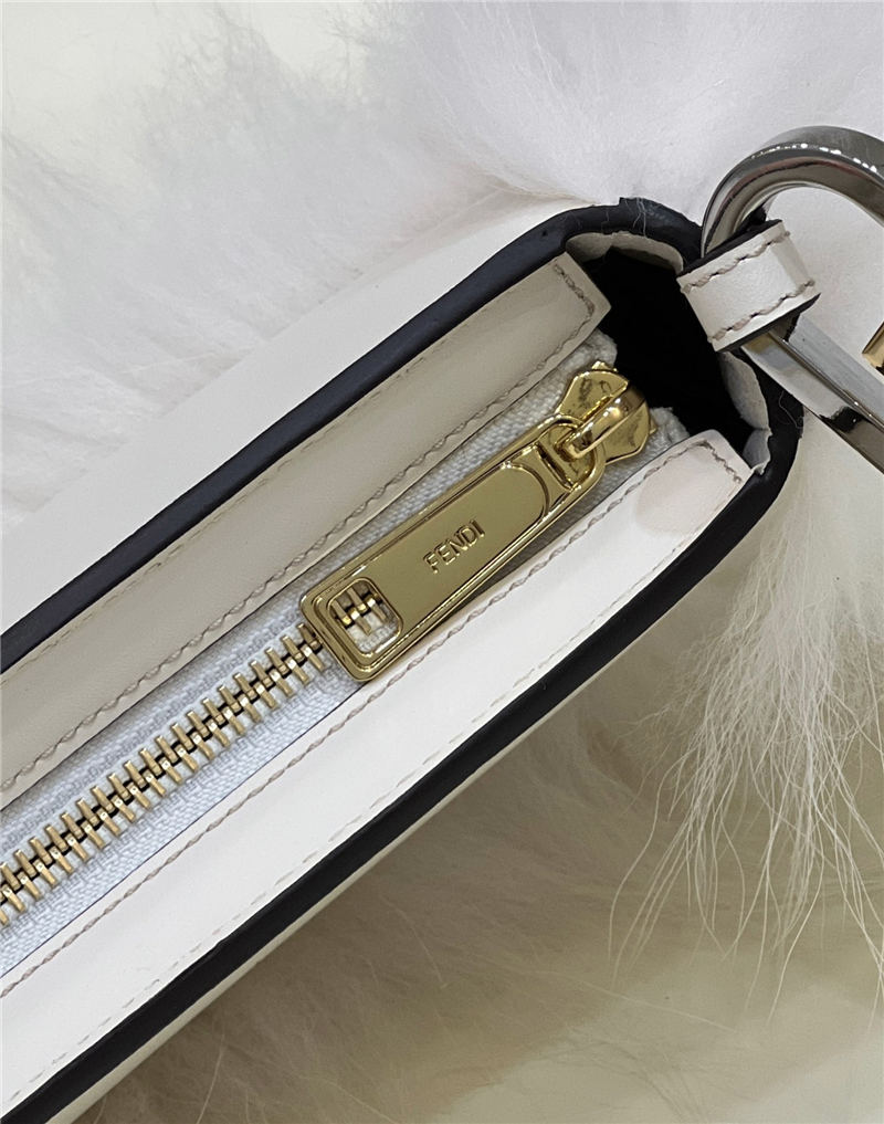 Fendi O’Lock Swing leather and fox fur pouch High