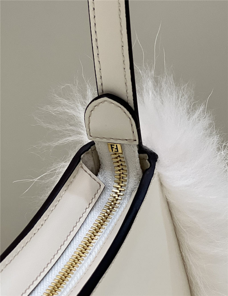 Fendi O’Lock Swing leather and fox fur pouch High