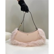 Fendi O’Lock Swing leather and fox fur pouch High