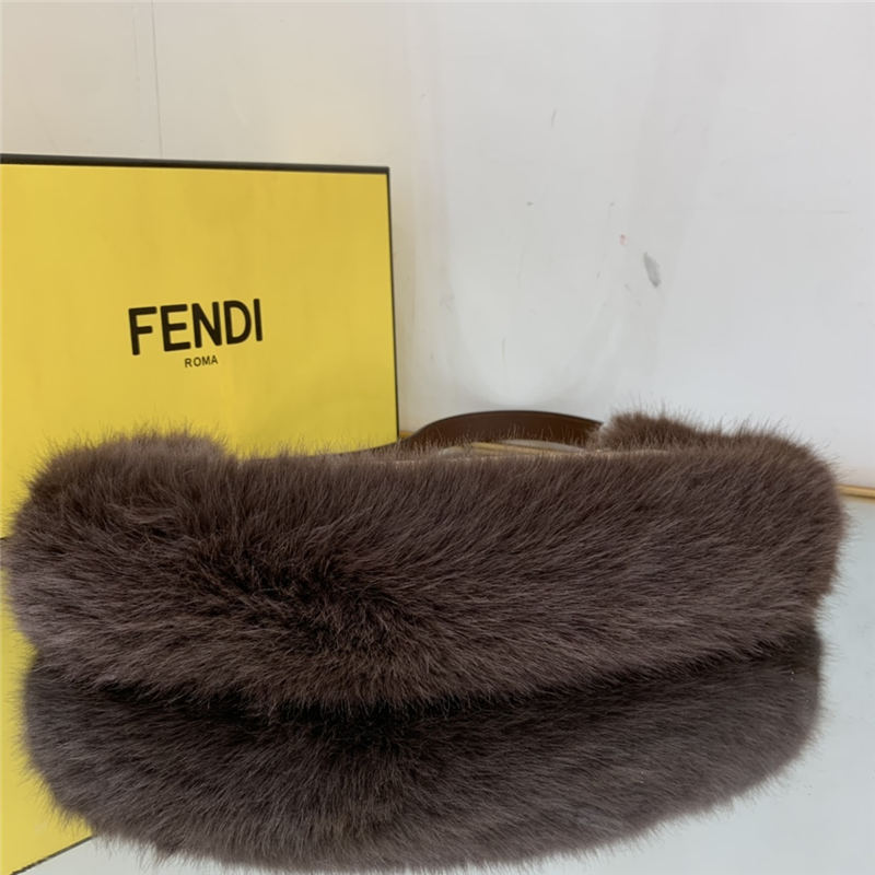 Fendi O’Lock Swing houndstooth wool and fox fur pouch High