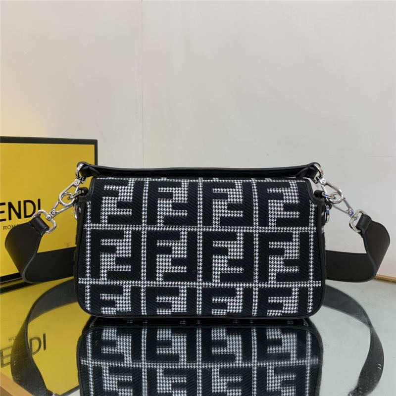 Baguette houndstooth wool bag with FF embroidery High