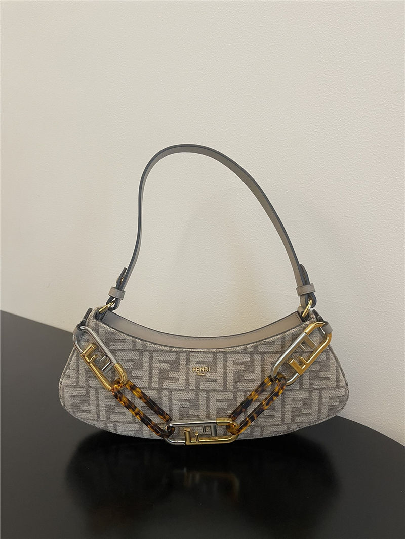 Fendi O’Lock Swing tapestry fabric pouch High