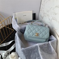 Chanel Mini Flap Bag A93749 Grained Calfskin Gold-Tone MetalBlue High