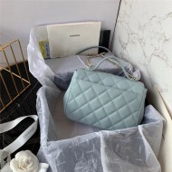 Chanel Mini Flap Bag A93749 Grained Calfskin Gold-Tone MetalBlue High