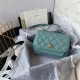 Chanel Mini Flap Bag A93749 Grained Calfskin Gold-Tone MetalBlue Green High