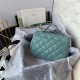 Chanel Mini Flap Bag A93749 Grained Calfskin Gold-Tone MetalBlue Green High