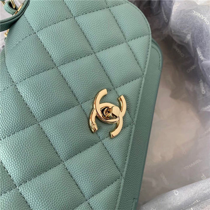 Chanel Mini Flap Bag A93749 Grained Calfskin Gold-Tone MetalBlue Green High