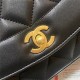 Chanel FLAP BAG 87062 Lambskin Gold-Tone Metal Black A