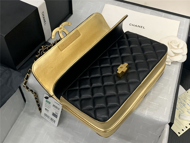 Chanel Small Flap Bag 57275 Lambskin Gold High