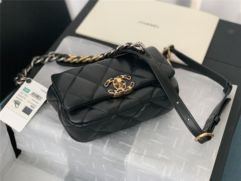 Chanel 19 Waist Bag AS1163 Lambskin Black High