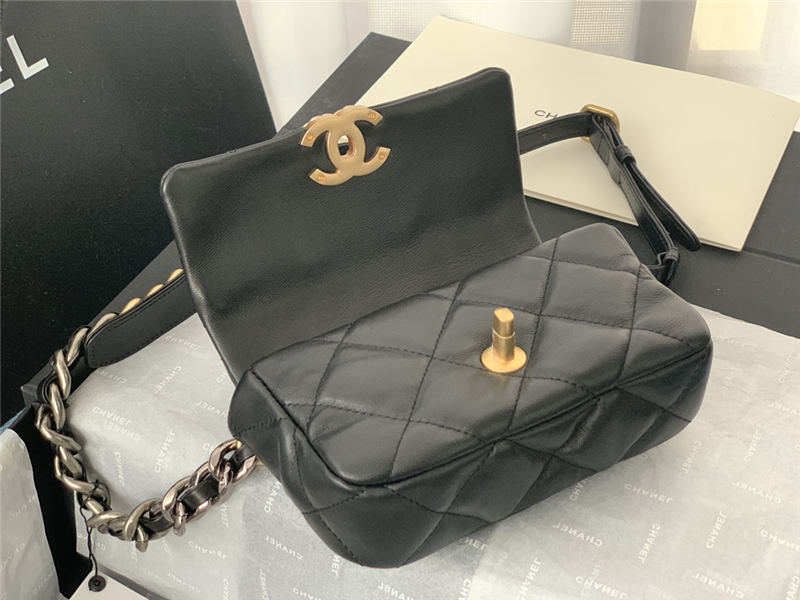 Chanel 19 Waist Bag AS1163 Lambskin Black High