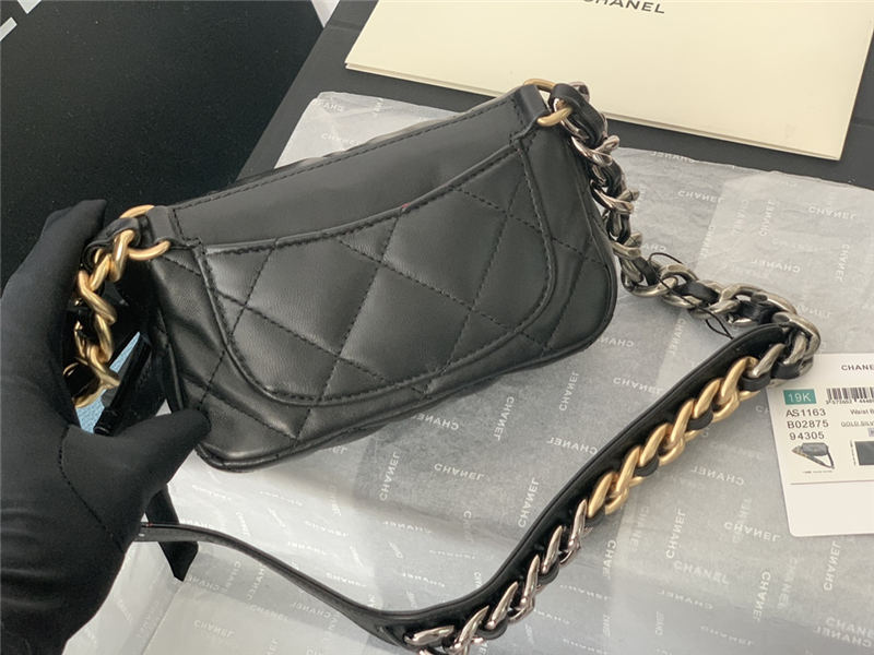 Chanel 19 Waist Bag AS1163 Lambskin Black High