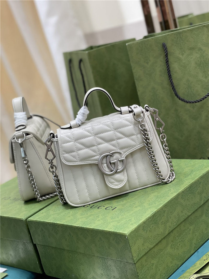 GG Marmont mini top handle bag New 583571 White High