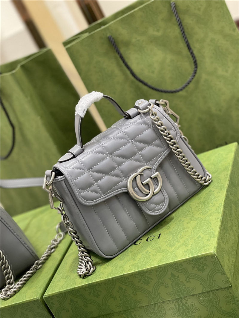 GG Marmont mini top handle bag New 583571 Grey High