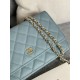 Classic Wallet on Chain AP0250 Grained Calfskin Light Blue Gold Metal B