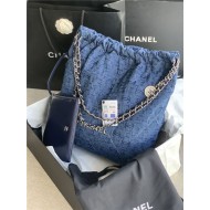 Chanel 22 LARGE HANDBAG Denim & Silver-Tone Metal AS3262 High