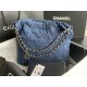 Chanel 22 SMALL HANDBAG Denim & Silver-Tone Metal AS3260 High