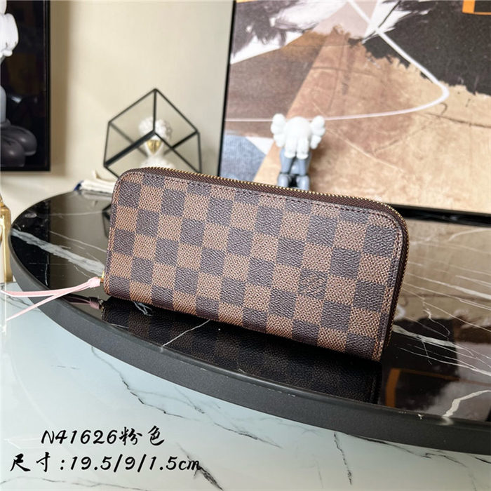 Louis Vuitton CLÉMENCE WALLET Damier Ebene N41626 Pink inside High