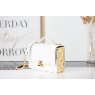 MINI FLAP BAG WITH HANDLE Lambskin & Gold-Tone Metal AS2796 White High