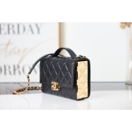 MINI FLAP BAG WITH HANDLE Lambskin & Gold-Tone Metal AS2796 Black High