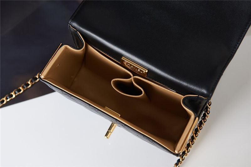 MINI FLAP BAG WITH HANDLE Lambskin & Gold-Tone Metal AS2796 Black High