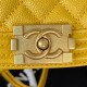 Chanel SMALL BOY Chanel MESSENGER BAG Grained Calfskin & Gold-Tone Metal AS3350 Yellow A