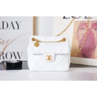 Chanel MINI FLAP Bag AS2684 Lambskin & Gold-Tone Metal White High