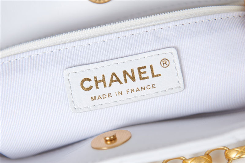 Chanel MINI FLAP Bag AS2684 Lambskin & Gold-Tone Metal White High