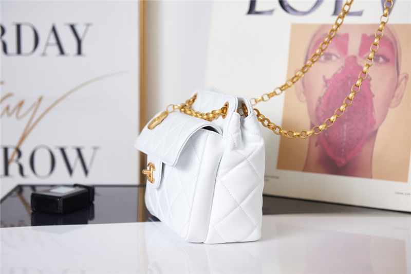 Chanel MINI FLAP Bag AS2684 Lambskin & Gold-Tone Metal White High