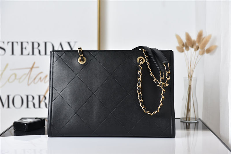 Chanel SMALL SHOPPING BAG Calfskin & Gold-Tone Metal AS2752 Black High