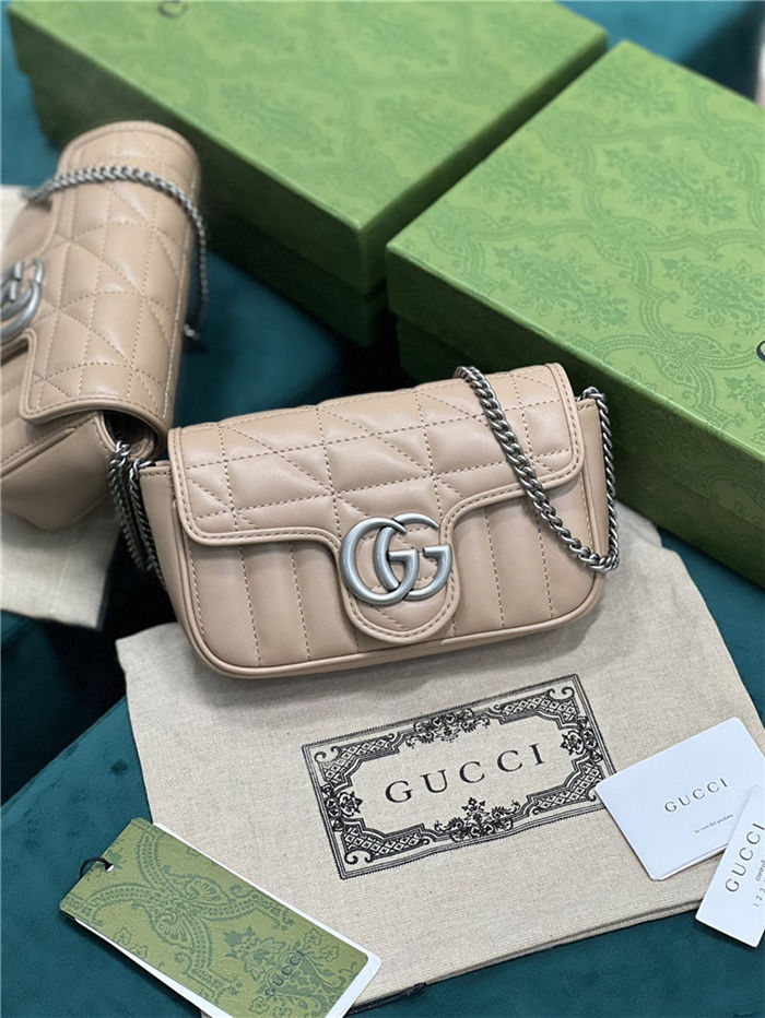 GG MARMONT NEW MATELASSÉ SUPER MINI BAG 476433 Milk Tea High