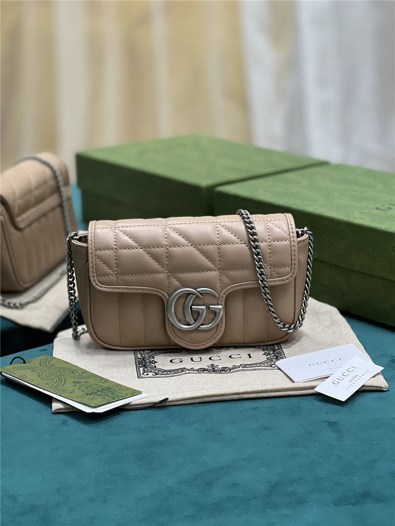 GG MARMONT NEW MATELASSÉ SUPER MINI BAG 476433 Milk Tea High